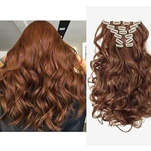 Never worn, light auburn clip in extensions, 20”.
